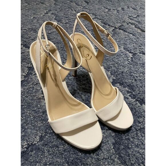 New Sam Edelman Delaney Women’s 8.5 Modern Ivory Open Toe Pump Heels - Picture 1 of 7